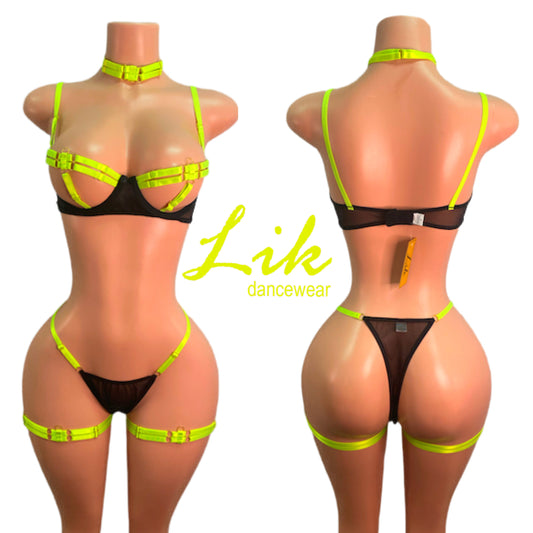 Allure Strappy Four Piece Neon Set