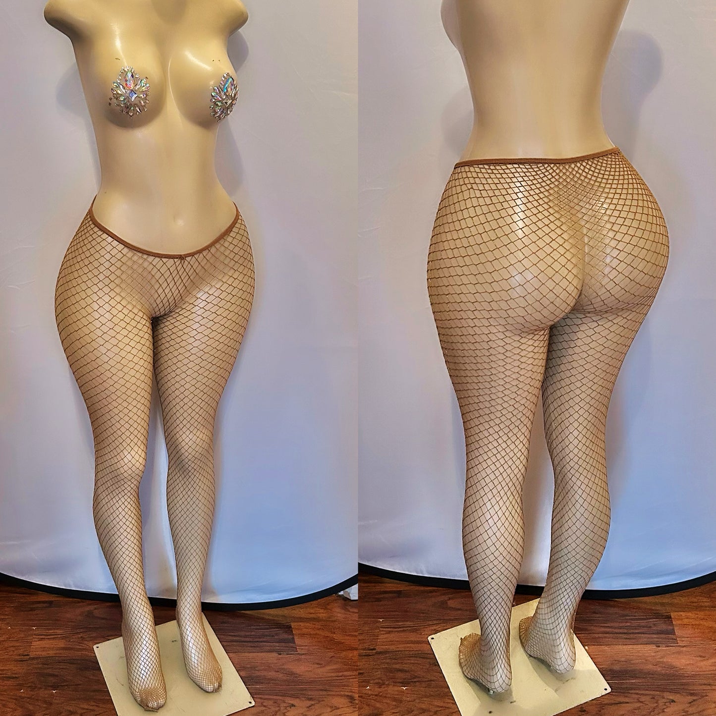 Fishnet bottle girl tights