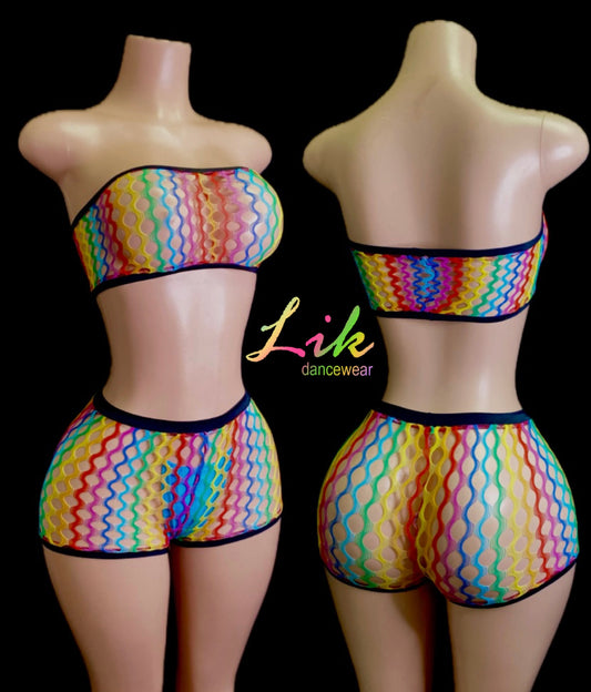 Rue two piece stripper outfit rainbow