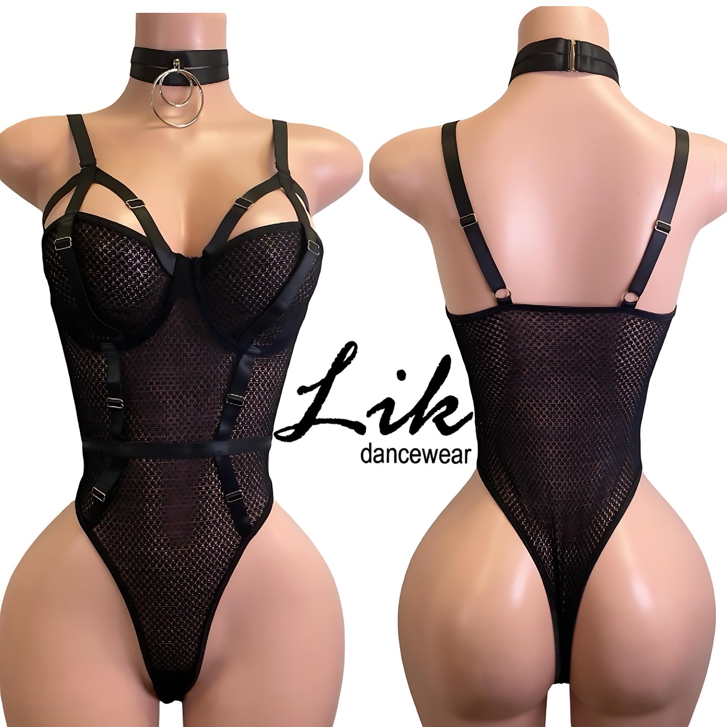 Fishnet Strappy One Piece W/ Choker