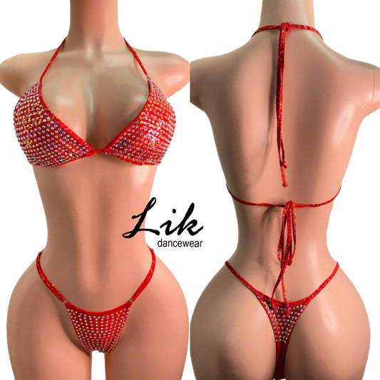 Limitless rhinestone spandex adjustable bikini