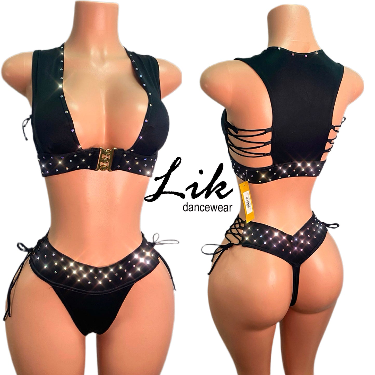 Zora lace up stripper two piece highwaist thong