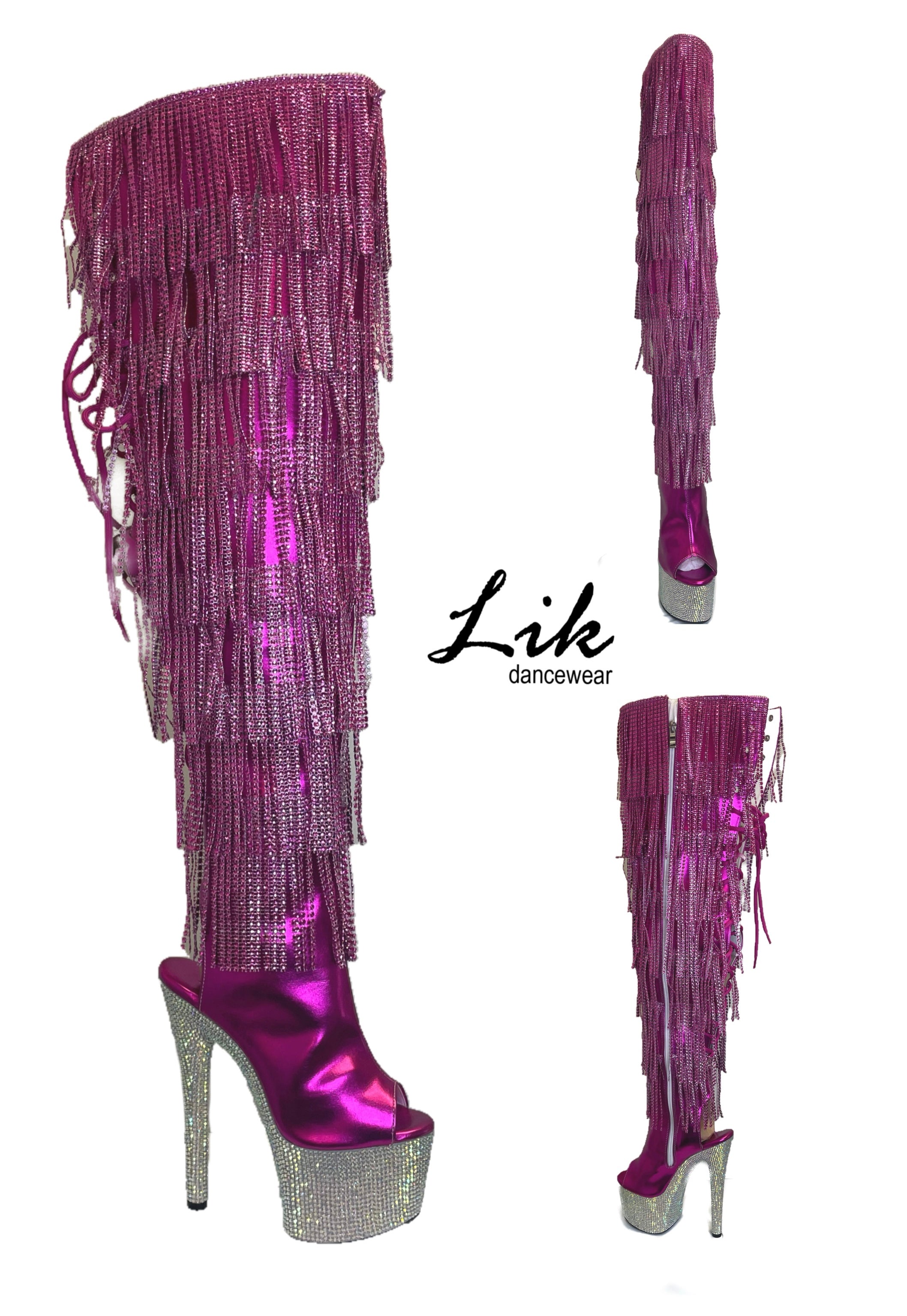 Fringe thigh high boots online