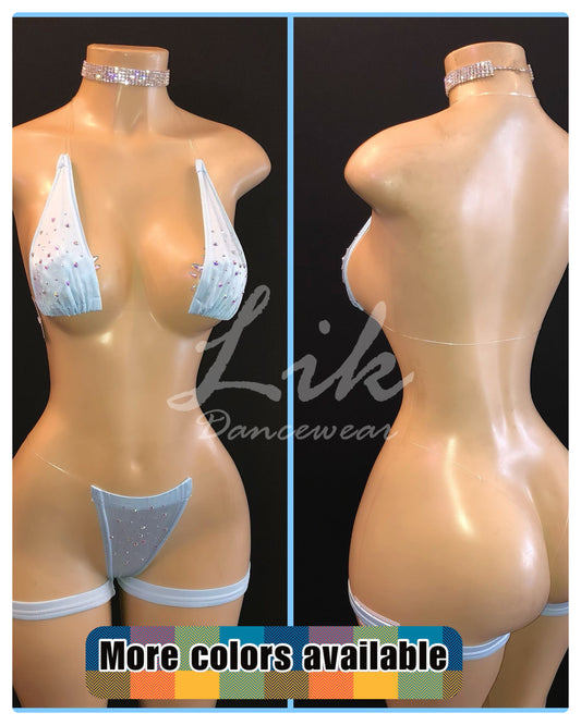 Naked Rhinestones micro bikini with clear strings