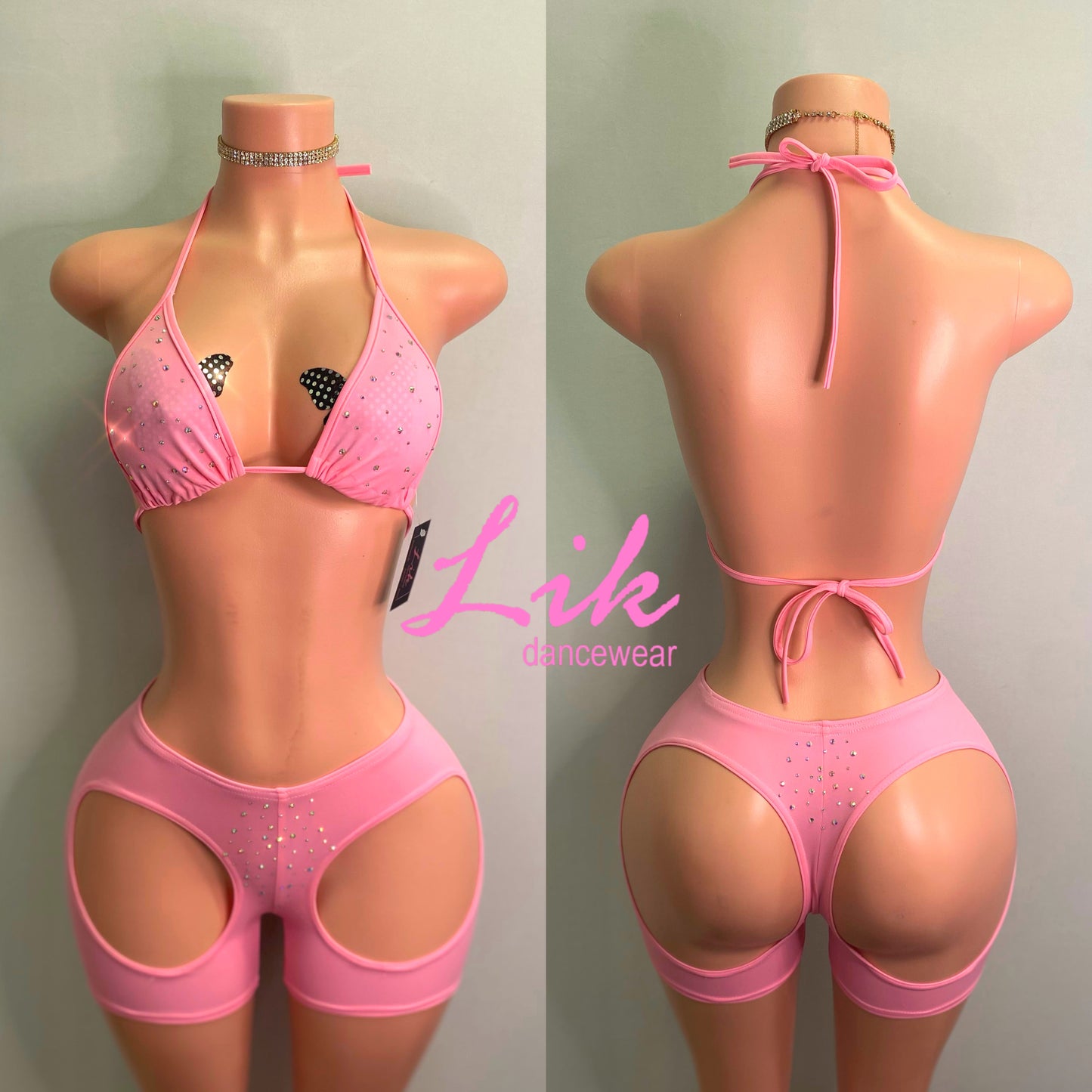 Feisty peek a boo cutout butt two piece