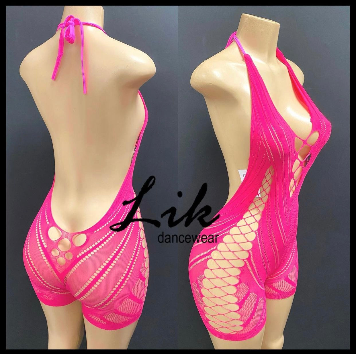 Syndell fishnet mesh romper for adult dancers club