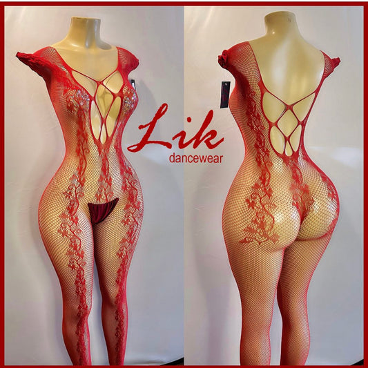 Cabernet wine lace body stocking