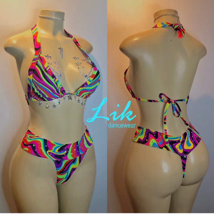 Beat high waist Brazilian thong two piece set